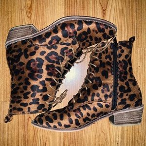 Miss Lola Leopard Print Boots